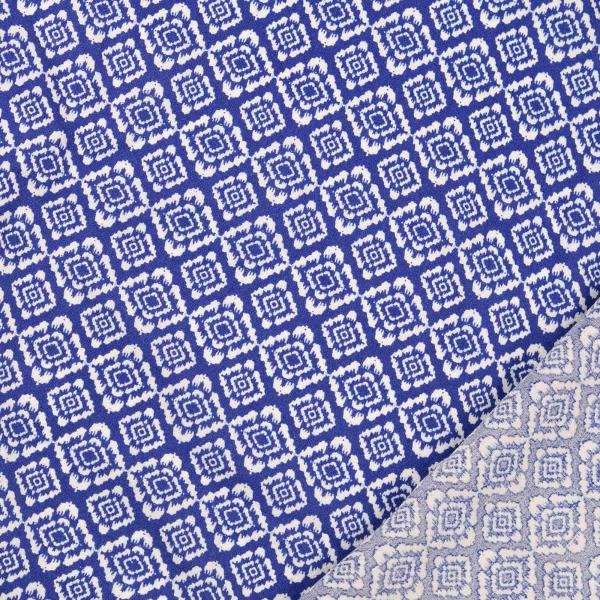 Viskose Leinen - blau, weißes Muster
